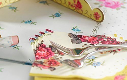 Talking Tables Paper Floral Afternoon Tea Party Napkins Truly Scrumptious Elegant Party Decorations Wedding Hen Party Birthday Celebration Cocktail Size Pack of 20