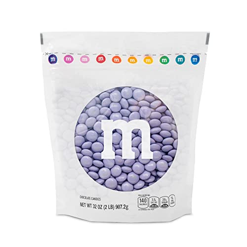 M&Mâ€™S Milk Chocolate Light Purple Candy - 2lbs of Bulk Candy in Resealable Pack for Valentine's Day, Candy Buffet, Birthday Parties, Theme Meetings, Candy Bar, Sweet Stuff for DIY Party Favors or Edible Decoration