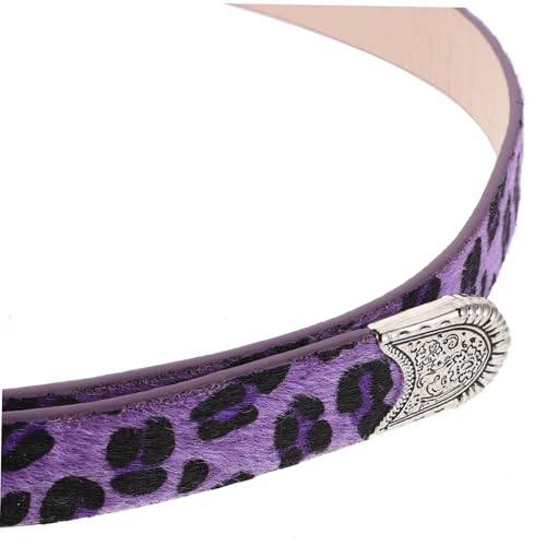BESPORTBLE Fashion Leopard Print Belt for Women Vintage Western Style Wide Buckle Waist Belt for Jeans Dresses Purple Carved Design for Casual Wear3