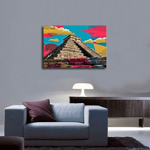 Poster pyramide maya abstrait pour égayer un bureau terne 40x61cm - 5