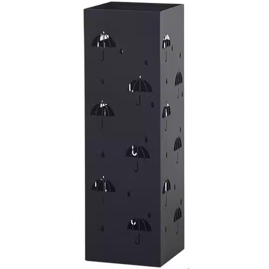 Porte-parapluie rectangulaire noir en fer forgé pour entrée d'hôtel