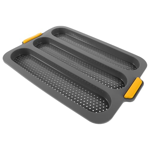TOPPERFUN Silicone Baguette Bread Mold with 3-slot Perforated Loaf Pan,