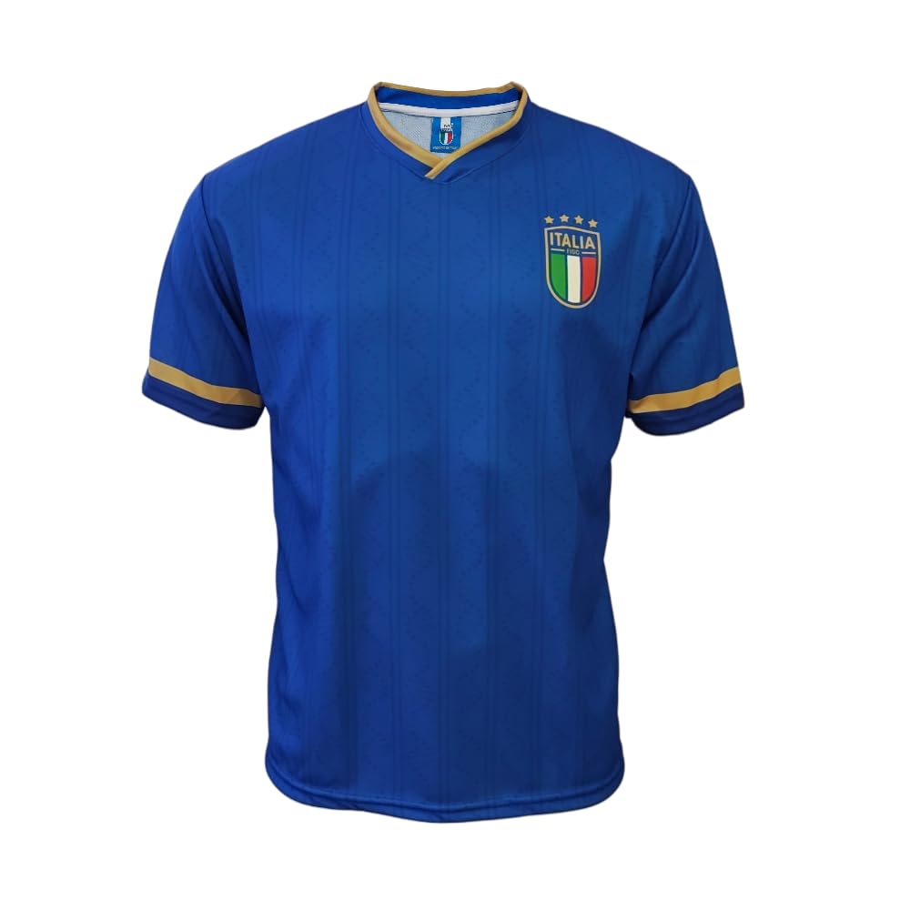 FIGC Maglia Replicadella Nazionale Italiana di Calcio, Personalizzabile con Nome e Numero, 100% Poliestere, Made in Italy, Taglie Bambino, Ragazzo e Adulto (da 4 Anni alla XXL)