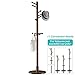 Vlush Sturdy Wooden Coat Rack Stand, Entryway Hall Tree Coat Tree with Solid Round Base for Hat,Clothes,Purse,Scarves,Handbags,Umbrella-(Dark Brown, 11 Hooks)