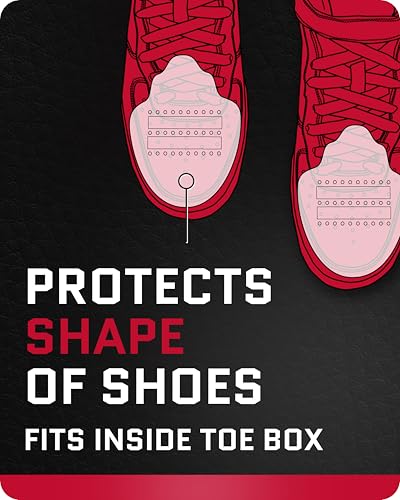 FORCEFIELD Shoe Crease Preventer - Foam Crease Protector for Shoes & Boots - Fits Inside Toe Box, Prevents Creasing - Adhesive Strips for Secure Fit - Fits Kids Size 4-7, Women’s 5-12, Men’s 8+3