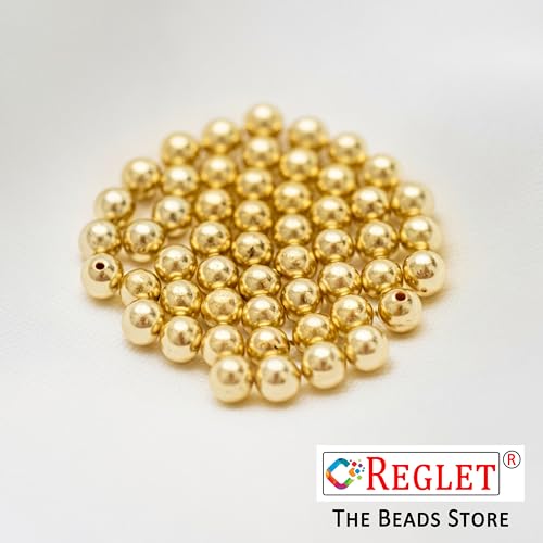 Image of 350 Pcs Golden Pearl Beads for Jewellery Making Kit | Bead Bracelet Making for Women Girls Kids | Crystal Beads for Craft | Pearls for Craft | 10mm | 200g