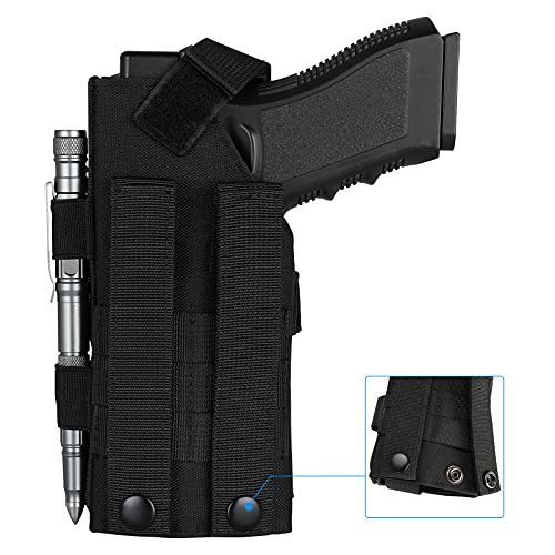 Cavebeer Tactical Molle Universal Holster- Right Handed Nylon Pistol Holster For Most Compact Medium Full Size Pistol 1911 Glock 17 19 20 21 45 M&P Shield 9Mm|Sig|Cz|Ruger With Under Barrel Attachment #TOP5