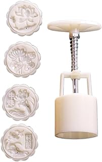 Leadigol 3D Flowers Mooncake Mould Press With 4 Stamps, Mid-Autumn Mooncake Press Mould Hand Pressed Mooncake Decorative B...