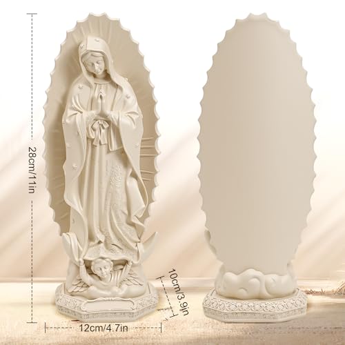 Estatua Virgen María Resina 11 Pulgadas Artesanal miniatura 3