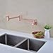 GICASA Pot Filler Faucet Wall Mounted, Double Joint Swing Arm Single Hole Kitchen Faucet with Two Handles, Brass Folding Stretchable in Red Copper