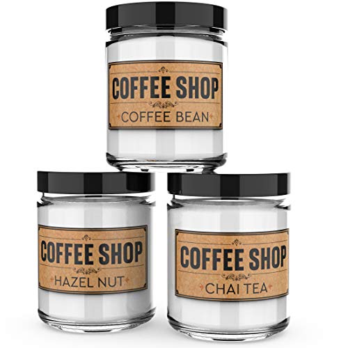 Scented Candles - Coffee Shop - Decorative Aromatherapy - Handmade in The USA with Only The Best Fragrance Oils - 3 x 4-Ounce Soy Candles