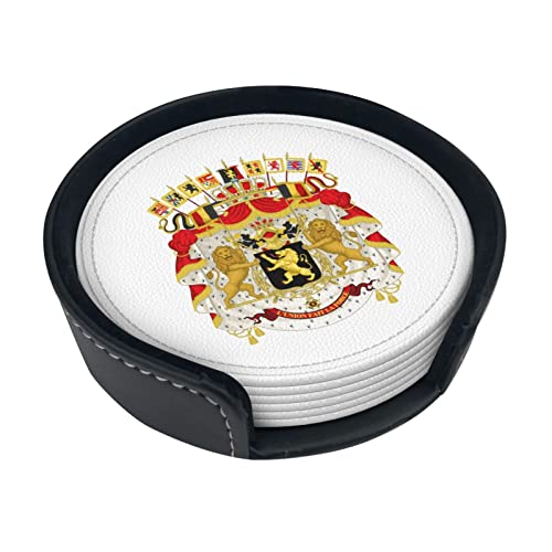 Grand Blason de Belgique sous-Verre Rond en Cuir Anti-Taches et Anti-brûlure protéger Le Bureau 6 pièces 4in