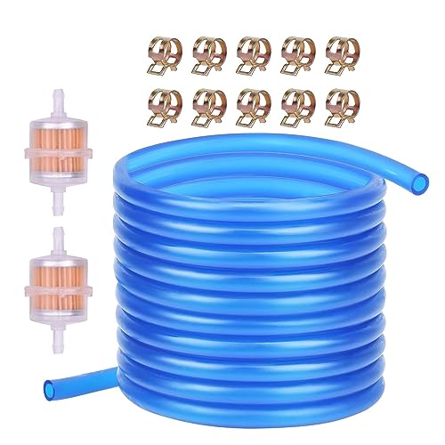 3/16 Fuel Line 10 Feet with 2Pcs 3/16 Fuel Filters for Kawasaki for honda for Stratton for Predator for Champion Lawn Mower Generator Chainsaws Go-Karts ATV Small Engine