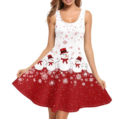 Image of Women Stylish Tank Dresses Sleeveless Round Neck Midi Casual Dress with Pocket for Summer
