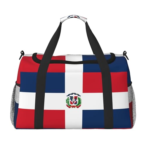 Flag Of The Dominican Republic Duffel Travel Gym Sports Overnight Weekend Duffle Bags For Men Women