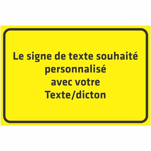 Indigos UG Panneaux à personnaliser soi-même avec texte souhaité - Plaque jaune personnalisée - Plaque composite en aluminium en 8 tailles - Avec texte et inscription - Pour garage, parking