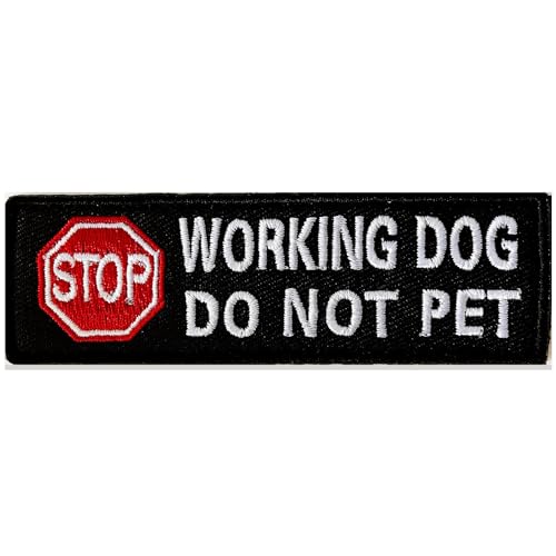 Working Dog Service Dog Patches for Service Dog Vest Patch Embroidered Badge Fastener Morale Tactical Hook Loop Emblem Harnesses Removable Set with Velcro, 1.26 X 3.94 Inch (1P Working Dog)