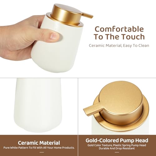 Simcat USTUSYI652288 Hand Soap Dispenser Marble Dish Soap Dispenser Countertop Hand Lotion Pump Bottles Ceramic Lotion Container Refillable Liquid Hand Soap Jar Shower Dispenser thumb #4