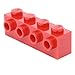 Produktbild 10 Stück LEGO "Konverter-Stein 1x4 Noppen mit 4 Knöpfen an einer Seite" in Rot.