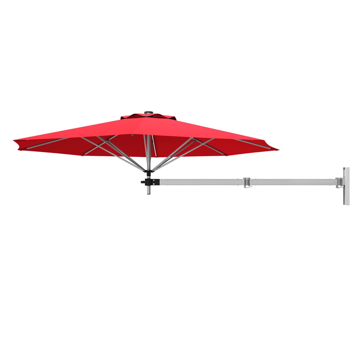 RELAX4LIFE Sombrilla de Pared Ø250 cm Giratoria 350° Horizontalmente y Inclinable 30° Verticalmente, Sombrilla Terraza Exterior con 8 Varillas de Aluminio, Protección UV50+ y Ventilación