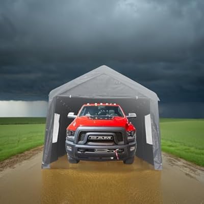 12x20 FT Heavy Duty Outdoor Carport Canopy with 6 Roll-up Ventilated Windows & Removable Sidewalls Car Canopy Garage Boat Shelter Party Tent for Car Boat Truck Motorcycle