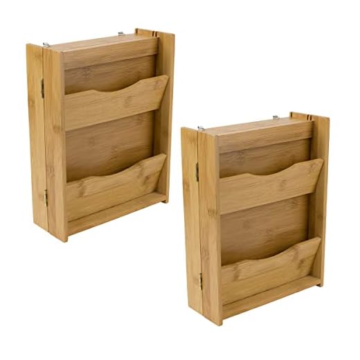 Organizador de chave e correio de bambu para parede (pacote com 2), natural | da Home Basics | Organizador de prateleira de correio com 6 ganchos internos para chaves | Porta-correio pequeno com