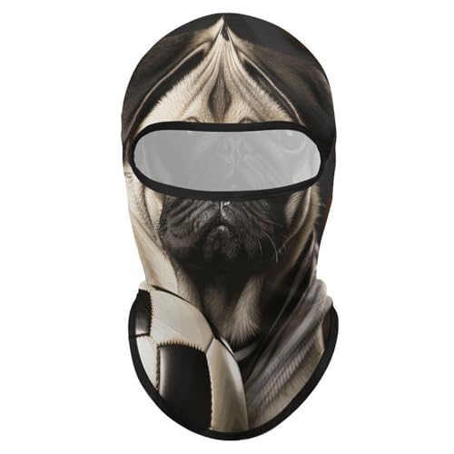Pasamontañas con diseño de Pug Dogs y balón de fútbol para hombres y mujeres, protección solar, transpirable, cubierta completa para cabeza para actividades al aire libre miniatura 7