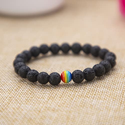 Pulsera elástica de cuentas FORUBUS LGBT arcoíris miniatura 2