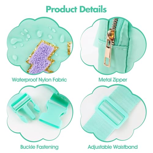 Image of PainZieteg Fanny Pack for Girls Chenille Letter Belt Bag Crossbody for Kids | Preppy Nylon, Waterproof, Gold-Plated Zipper, Adjustable Strap, Birthday Christmas Easter Gifts for 4-13 Year Old Teen Girls