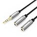 Inateck 3.5mm Audio Y Splitter Cable 8.7-Inch Male to Female for Earphone and Headset Splitter Adapter, Compatible for iPhone, Samsung, LG Smartphones, Tablets, MP3 players, Metal Housing, Black