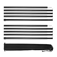 NAKIHOUSE 2 Stück Zeltstangen mit Aufbewahrungstasche, Aluminium Zeltstange Teleskopstange für Tarp, Zelt, Sonnensegel, Camping, verstellbar von 40cm-200cm, Schwarz