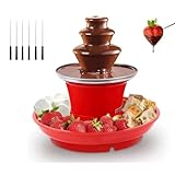 3-Tier Mini Chocolate Fountain 65W 110V Electric Chocolate Fondue Fountain Machine with 6PCS Fondue Fork and Removal Fruits Serving Tray Electric Chocolate Sauce Fountain for Party, Wedding, Birthday