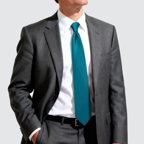 Image of Hi-Tie Men's Extra Long Solid Satin Tie Set 63 Inch /70 Inch Formal Necktie
