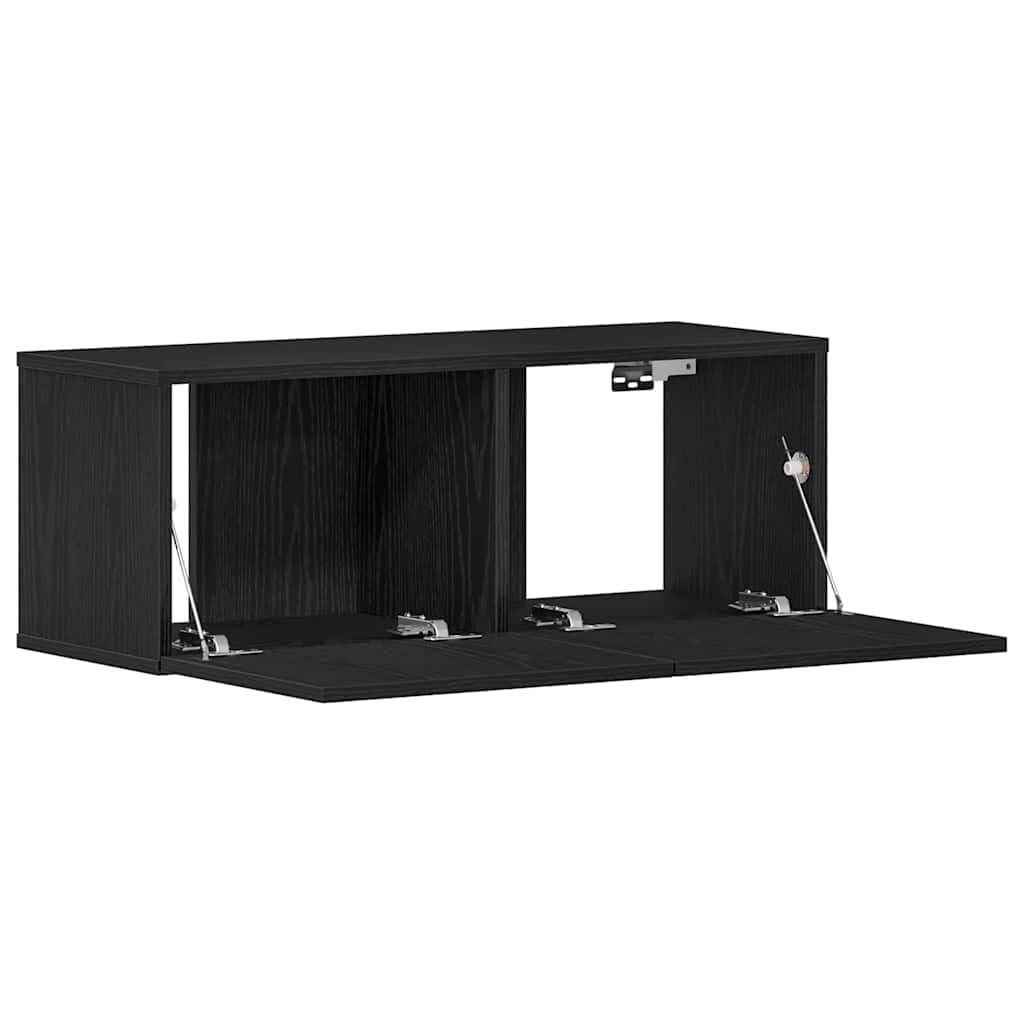 Set di 2 mobili bassi per TV, colore nero, effetto rovere, 80 x 30