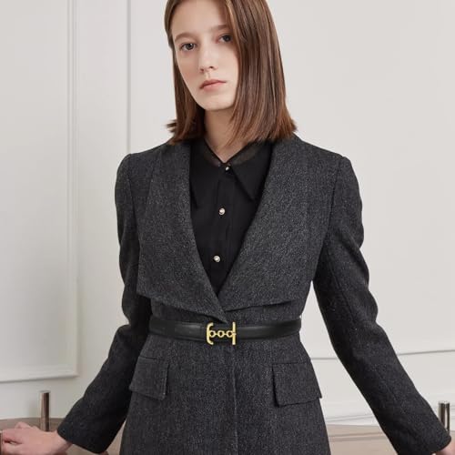 Image of Aurolran Women's Leather Belt with Buckle - Ideal for Dresses, Jeans, and Coats