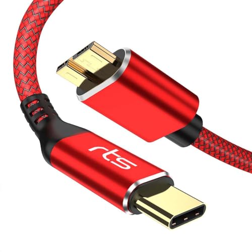 Image of rts Micro B to Type C Hard Drive Cable (50CM) USB C to Micro B Cord 10Gbps USB C to External Hard Disk Drive HDD cable Compatible for Seagate WD Hitachi Westgate, MacBook Air M2 Pro, iPhone 15