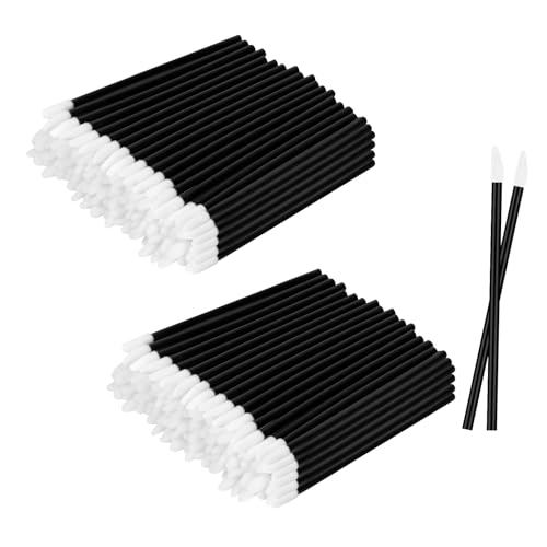 Alaoo 100PCS Cepillos para Maquillaje de Labios,Cepillo de Labios Desechable,Cepillos de Lápiz Labial, Pincel Labios de Brillo,Pinceles Aplicador Labial,Pinceles de Maquillaje para Cejas,Negro