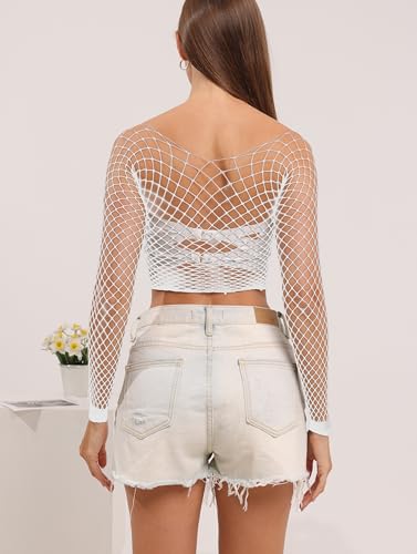 Image of Lemon Girl Women Fishnet Crop Tops Lingerie Babydoll Top Chemise One Size US 2-18