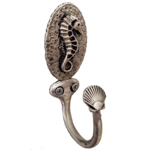 Sea Horse Nautical Coastal Ocean Seahorse Wall Mount Pewter Hook Crafted in US