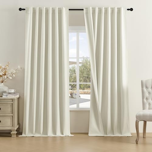 DUALIFE 2 extra Lange Leinen-Vorhänge, Länge 332 cm, mit Schlaufe auf der...