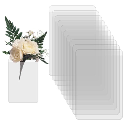10pcs Pocket Boutonniere Plastic Sleeve, No-Lapel Pin Wrist Corsage Supplies Card Plastic Pouch Holder Soft Clear Buttonholes Snap Bands Holder for Wedding Prom Homecoming(Flowers Not Included)