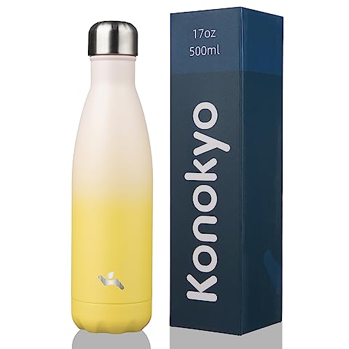 Image of Konokyo Insulated Water Bottles,17 oz Double Wall Stainless Steel Vacumm Metal Flask for Sports Travel,Lemon