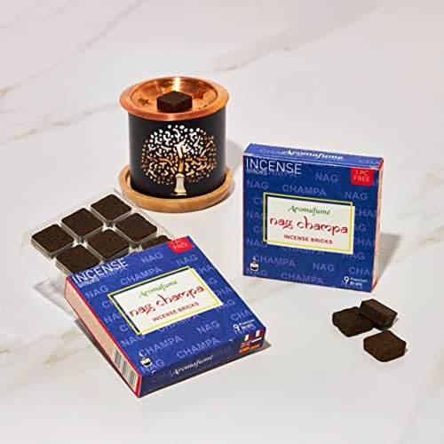 Aromafume Palo Santo Incense Bricks (2 Trays x 9 Pieces Each) with Snowflake Exotic Incense Diffuser | Ideal for deepened Spirituality, Meditation, Purification, Relaxation, Healing & Rituals