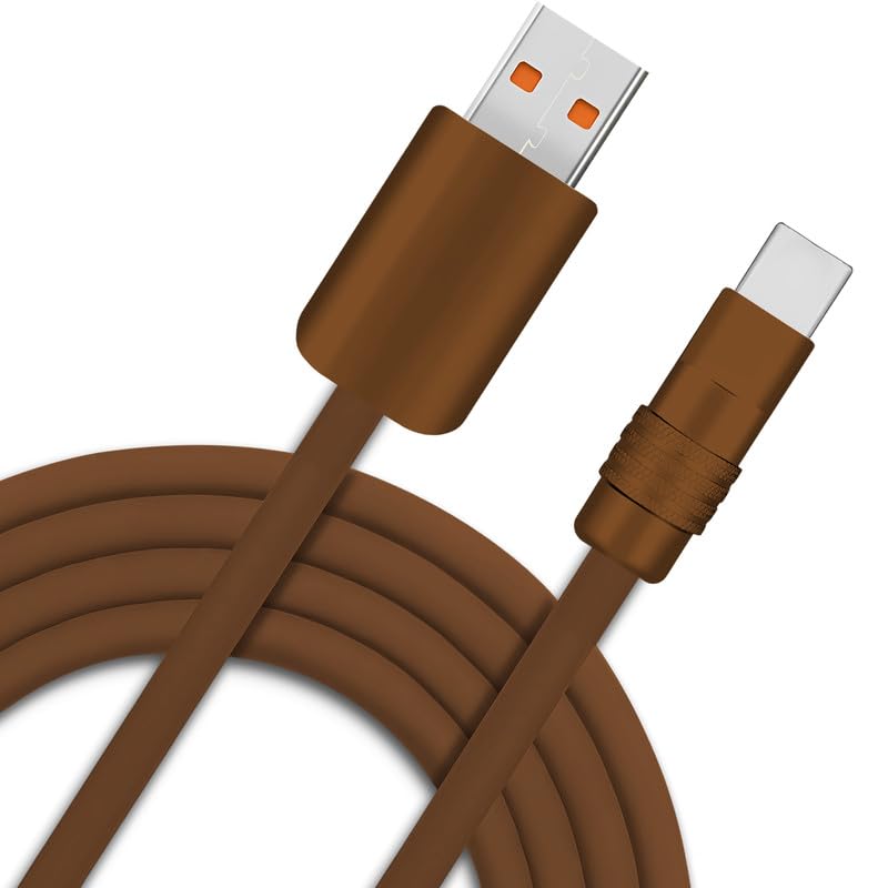 Chubby 2.0 Durable Fast Charging Cable USB Type-C Cables Ultra-Thick Silicone Cord USB-C to USB A Cable for Cell Phones, Android Devices and More, Chocolate+Chocolate, USB-A to Type-C, 4.9 FT