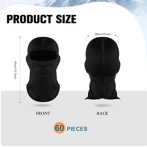 60 Pcs Balaclava Face Masks Bulk Men Lightweight Full Face Cover Breathable Balaclava Pasamontañas Ski Winter Mask(Black) - Image 3
