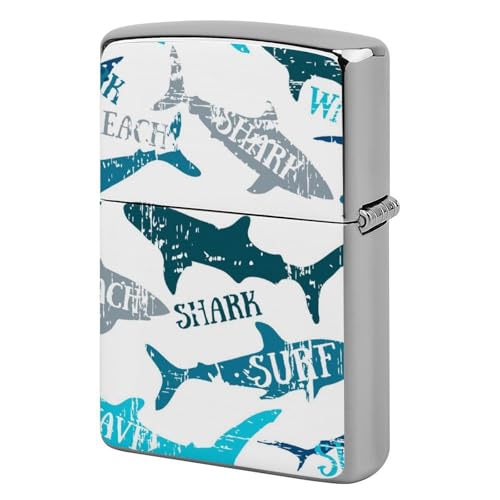 ライターケース ZIPPO/ジッポー兼用ケース シャチ サメ柄 ジッポライターカバー 互換性のある 軽量 おしゃれ 両面プリント メンズ レディース 贈り物