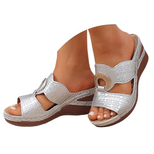 Chaussures compensées femme pour jardin et maison style sabot rose