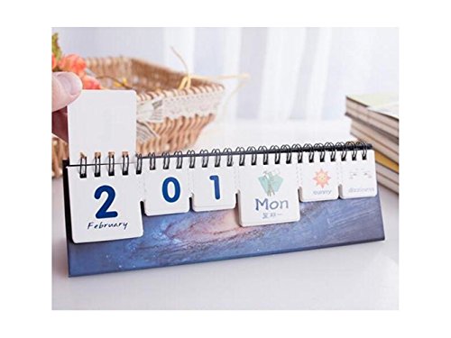 NqceKsrdfzn Le Galaxy Pattern calendrier multifonctionnel de bande dessinée bureau calendrier Flip Stand Table Office Planner Conteneur de créations