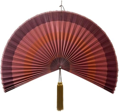 ChumDecor Fan Wall Decor,Large Bamboo Fan Wall Art for Boho Hanging Headboard,Decorative Folding Fans for Over Bed Decorations Terracotta 31inch