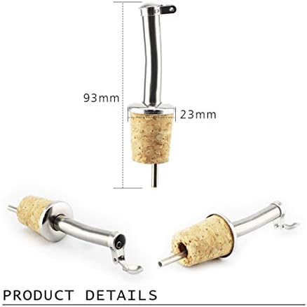 NDS Pack of 2 Stainless Steel & Cork Olive Oil Pourer & Drizzler with Hinged Flip Top Cap Ideal for Wine, Liquor, Coffee, Syrup & Vinegar Dispenser/Bottles